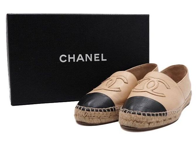 Chanel Sneakers bicolore in pelle di agnello beige con logo CC per donna Marrone - vista 11