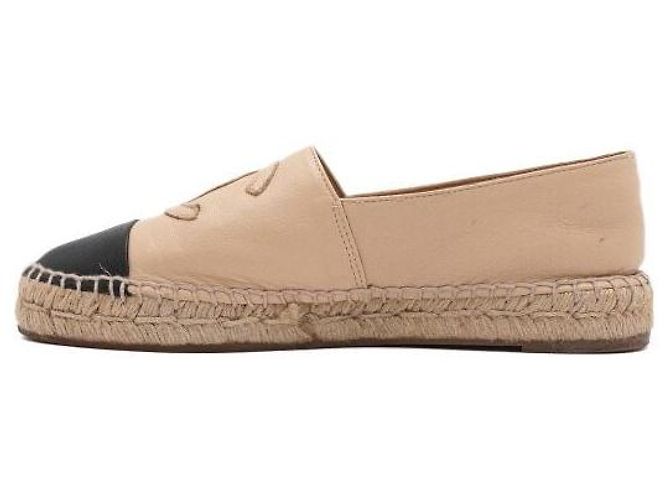 Chanel Sneakers bicolore in pelle di agnello beige con logo CC per donna Marrone - vista 4