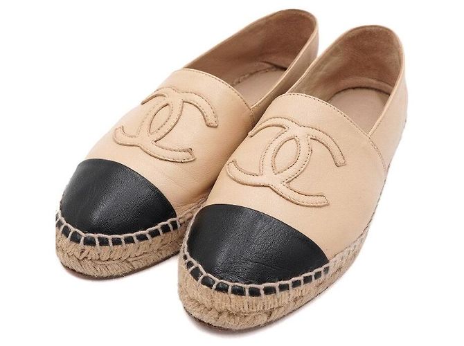 Chanel Sneakers bicolore in pelle di agnello beige con logo CC per donna Marrone - vista 6