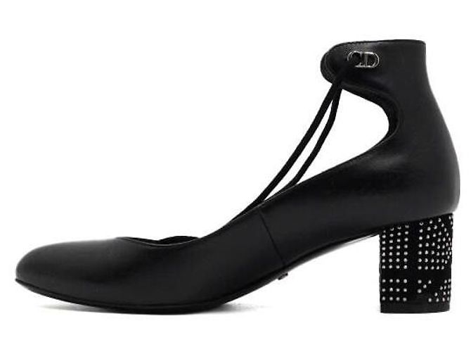 Dior Décolleté con cinturino da donna in pelle nera con borchie argentate Nero - vista 4