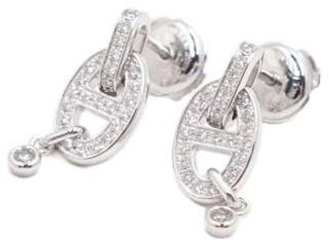Hermès Orecchini Chaine d'Ancre Enchainee Oro Bianco e Diamanti Carat - vista 2