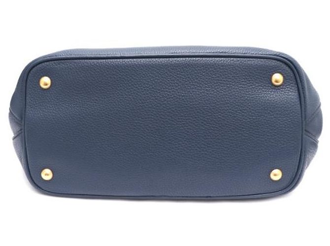 Prada Borsa Tote Viteo Daino con logo dorato Blu - vista 17