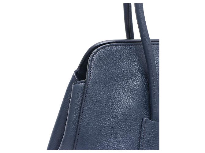 Prada Borsa Tote Viteo Daino con logo dorato Blu - vista 5