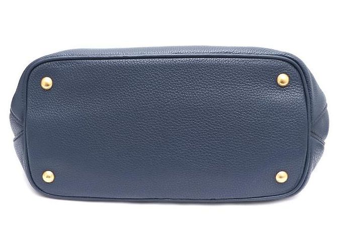 Prada Borsa Tote Viteo Daino con logo dorato Blu - vista 7