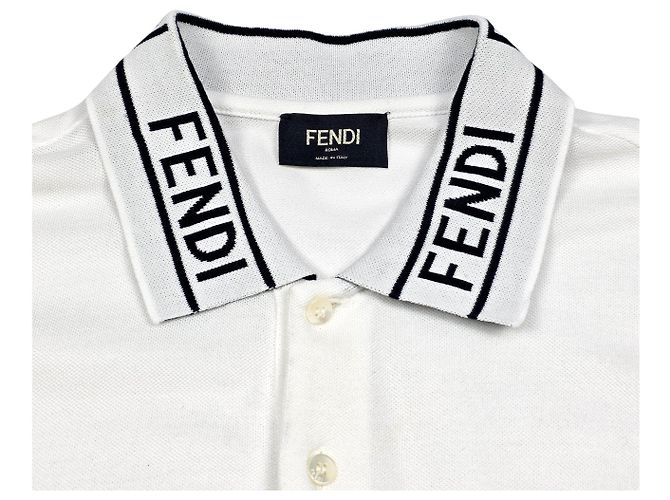 Fendi Kurzärmeliges Poloshirt mit Logo Weiß - Ansicht 4