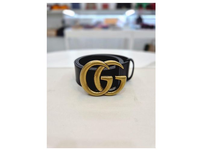 Gucci Breiter Ledergürtel Schwarz Inch - Ansicht 2