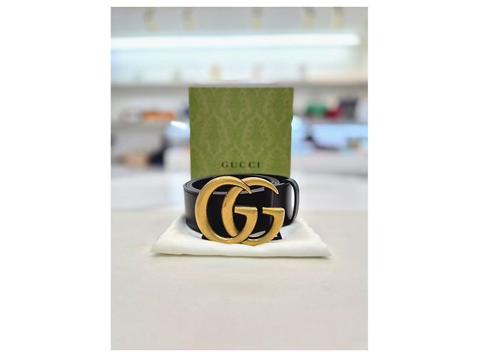 Gucci Breiter Ledergürtel Schwarz Inch - Ansicht 8