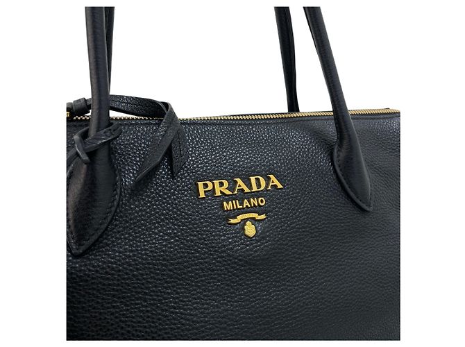 Prada Tote e borsa a tracolla in Vitello Daino Nero - vista 4