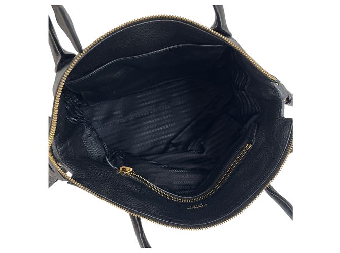 Prada Tote e borsa a tracolla in Vitello Daino Nero - vista 5