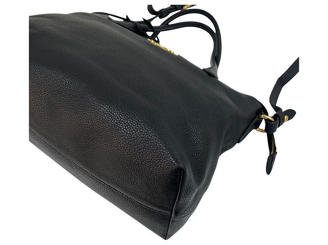 Prada Tote e borsa a tracolla in Vitello Daino Nero - vista 7
