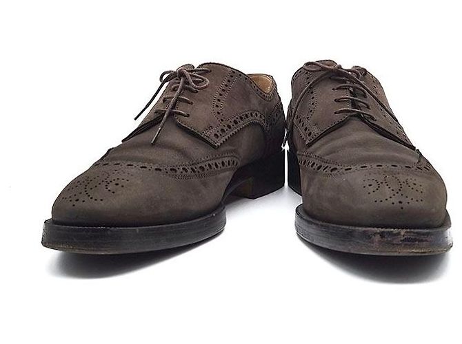 Hermès Scarpe Oxford stringate in scamosciato Marrone - vista 2