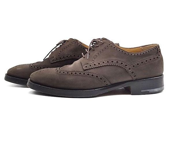 Hermès Scarpe Oxford stringate in scamosciato Marrone - vista 3