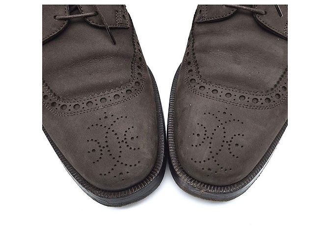 Hermès Scarpe Oxford stringate in scamosciato Marrone - vista 4