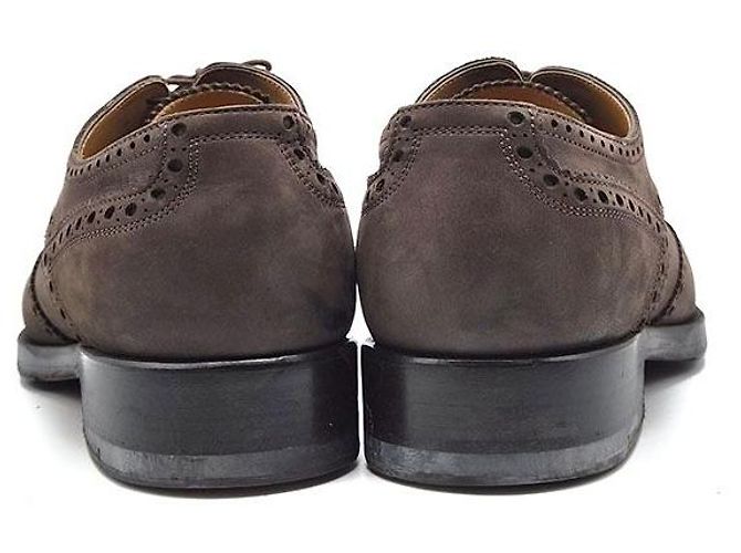 Hermès Scarpe Oxford stringate in scamosciato Marrone - vista 5