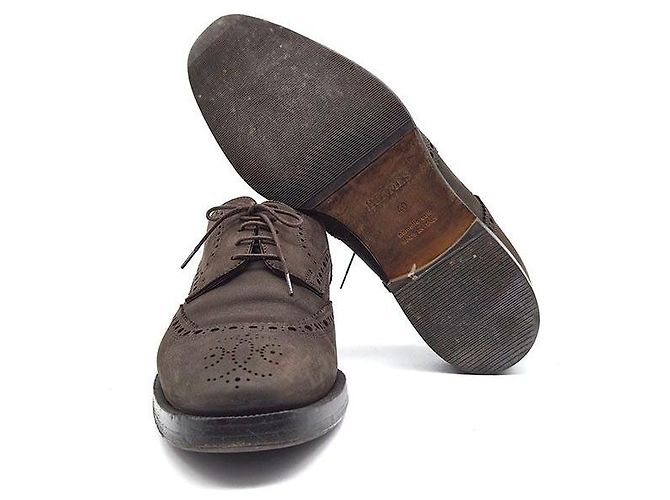 Hermès Scarpe Oxford stringate in scamosciato Marrone - vista 6