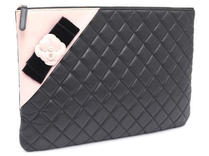 Chanel Clutch in agnello con nastro di velluto Nero - vista 10