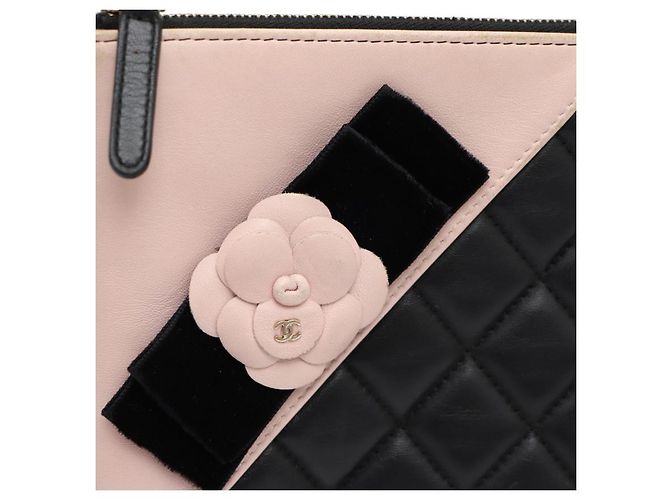 Chanel Clutch in agnello con nastro di velluto Nero - vista 13