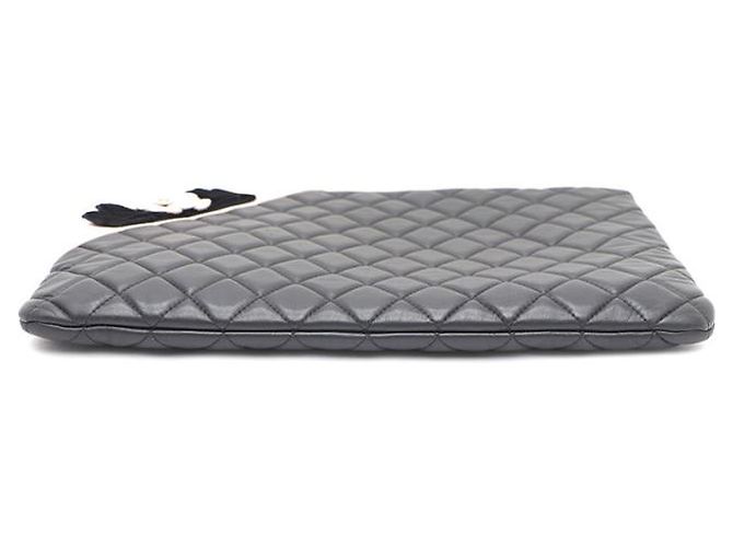 Chanel Clutch in agnello con nastro di velluto Nero - vista 15