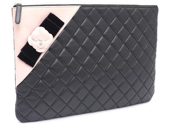 Chanel Clutch in agnello con nastro di velluto Nero - vista 2