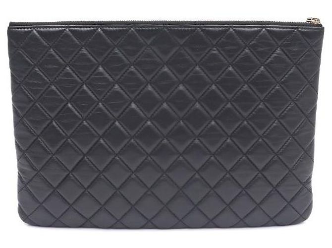 Chanel Clutch in agnello con nastro di velluto Nero - vista 3