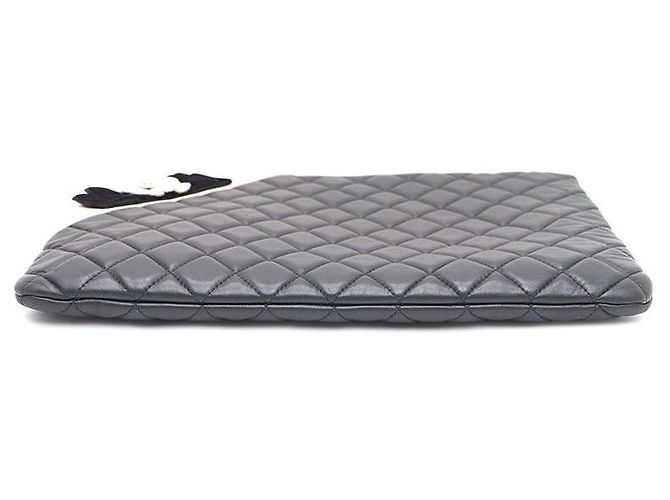 Chanel Clutch in agnello con nastro di velluto Nero - vista 7