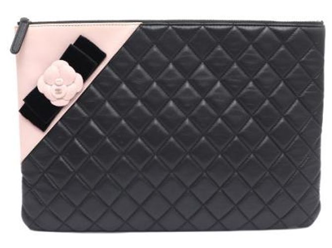 Chanel Clutch in agnello con nastro di velluto Nero - vista 9