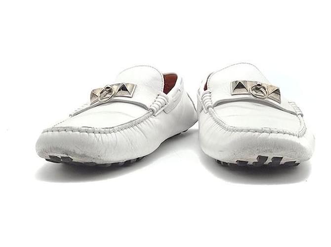 Hermès Mocassino da guida Bianco - vista 2