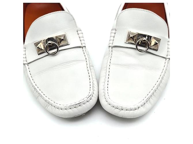 Hermès Mocassino da guida Bianco - vista 4