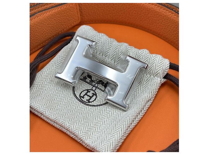 Hermès Reversible Belt Black/Orange Silver Shiny - view 3