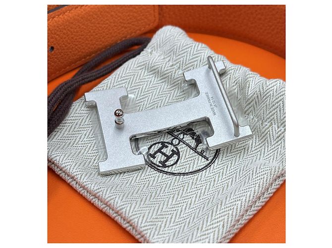 Hermès Reversible Belt Black/Orange Silver Shiny - view 4