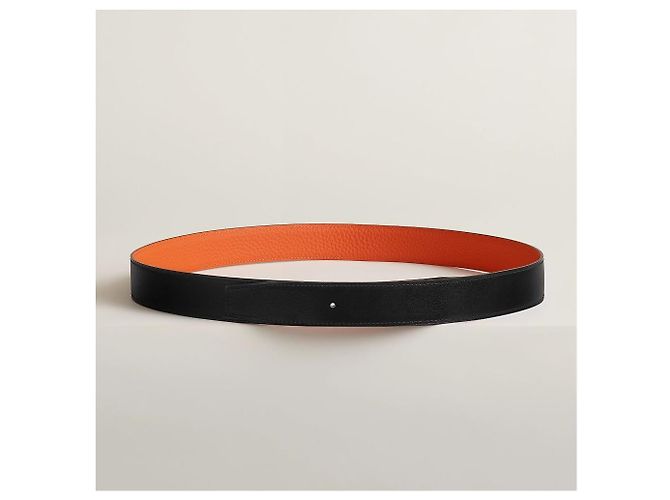 Hermès Reversible Belt Black/Orange Silver Shiny - view 8