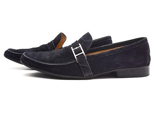 Hermès Mocassini Monterrey in scamosciato Blu - vista 3