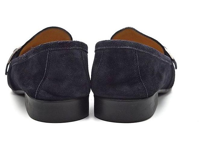 Hermès Mocassini Monterrey in scamosciato Blu - vista 5