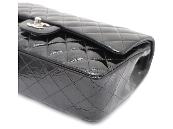 Chanel Borsa a tracolla Classic Medium in vernice con catena argentata Nero - vista 20