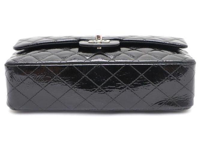 Chanel Borsa a tracolla Classic Medium in vernice con catena argentata Nero - vista 21
