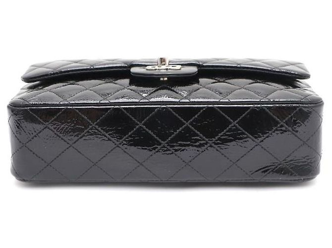 Chanel Borsa a tracolla Classic Medium in vernice con catena argentata Nero - vista 9