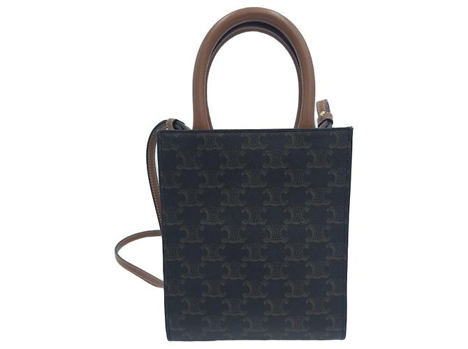 Céline Bolsa Tiracolo Cabas Vertical Mini Triumph Tote Brown - vista 10