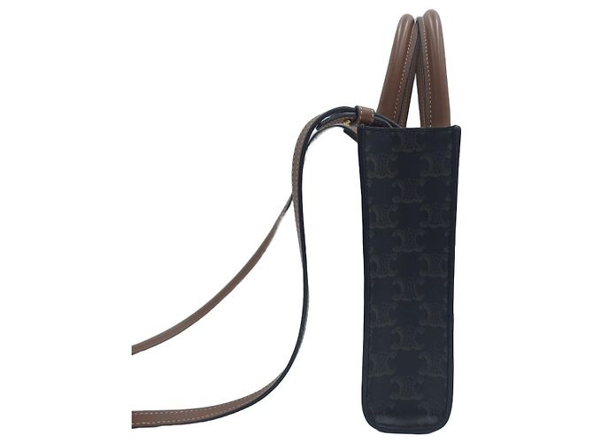 Céline Bolsa Tiracolo Cabas Vertical Mini Triumph Tote Brown - vista 12