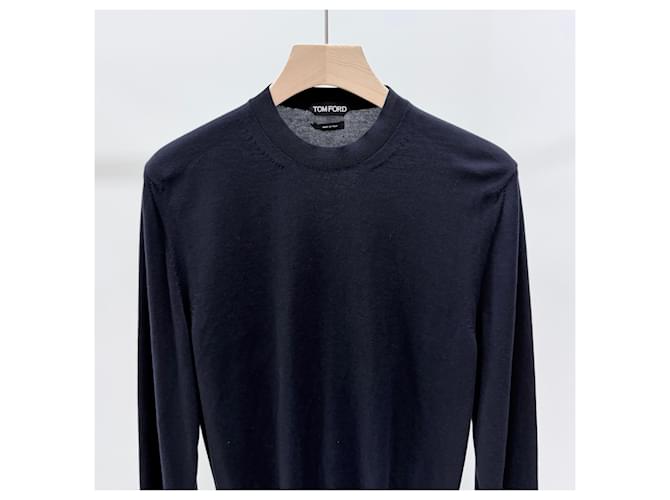 Tom Ford Wollpullover mit Rundhalsausschnitt in Dunkelblau - Ansicht 2