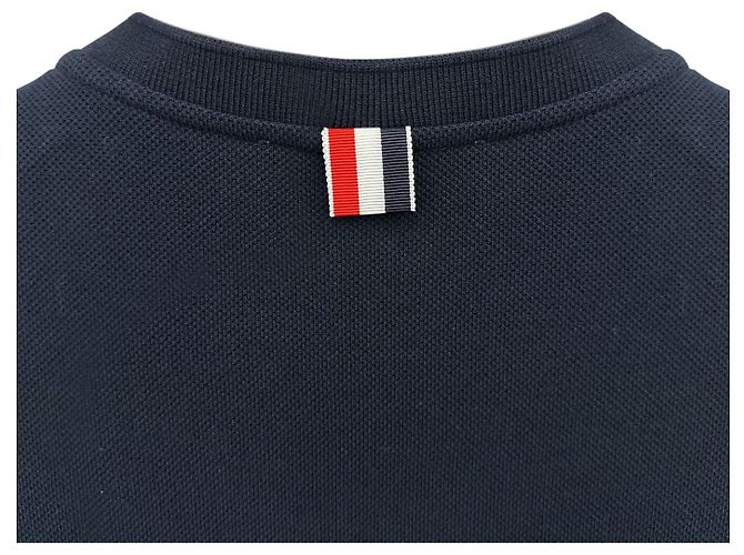 Thom Browne Kurzarm-T-Shirt mit Seitenarmband Navy Blau - Ansicht 11