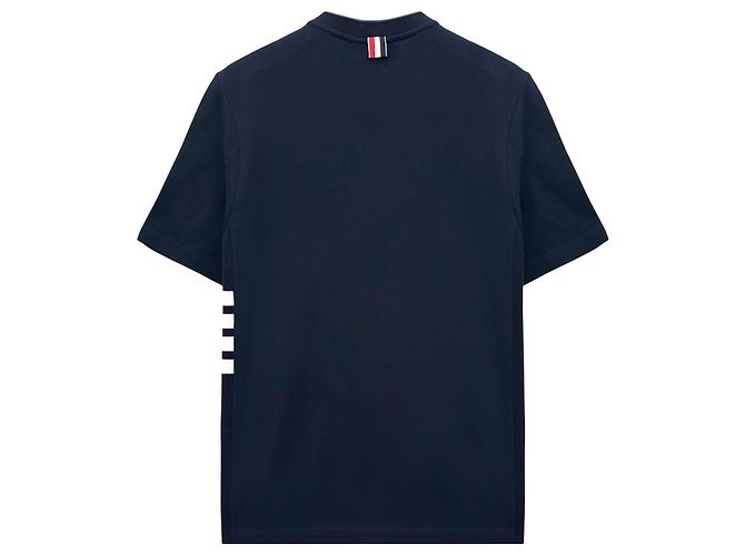 Thom Browne Kurzarm-T-Shirt mit Seitenarmband Navy Blau - Ansicht 2