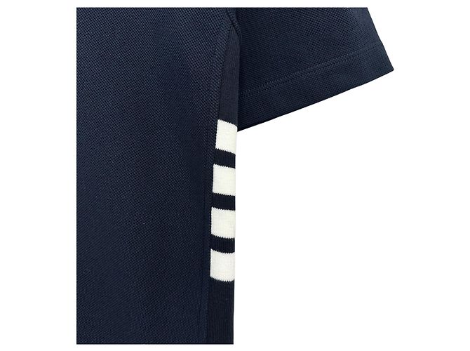 Thom Browne Kurzarm-T-Shirt mit Seitenarmband Navy Blau - Ansicht 3