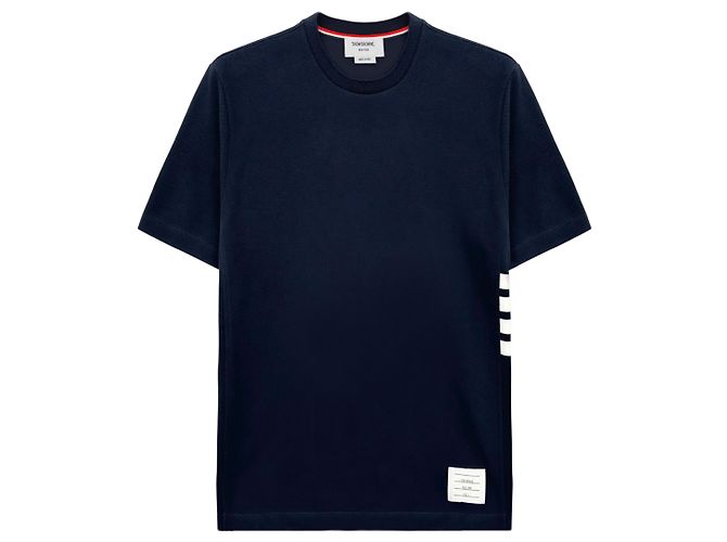 Thom Browne Kurzarm-T-Shirt mit Seitenarmband Navy Blau - Ansicht 6