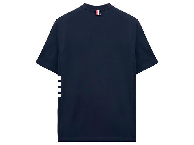Thom Browne Kurzarm-T-Shirt mit Seitenarmband Navy Blau - Ansicht 7