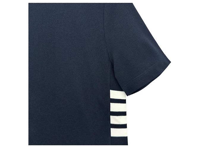 Thom Browne Kurzarm-T-Shirt mit Seitenarmband Navy Blau - Ansicht 8