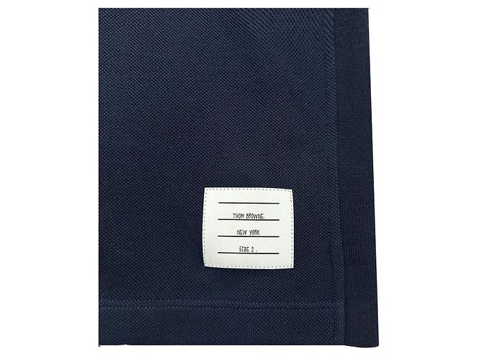 Thom Browne Kurzarm-T-Shirt mit Seitenarmband Navy Blau - Ansicht 9
