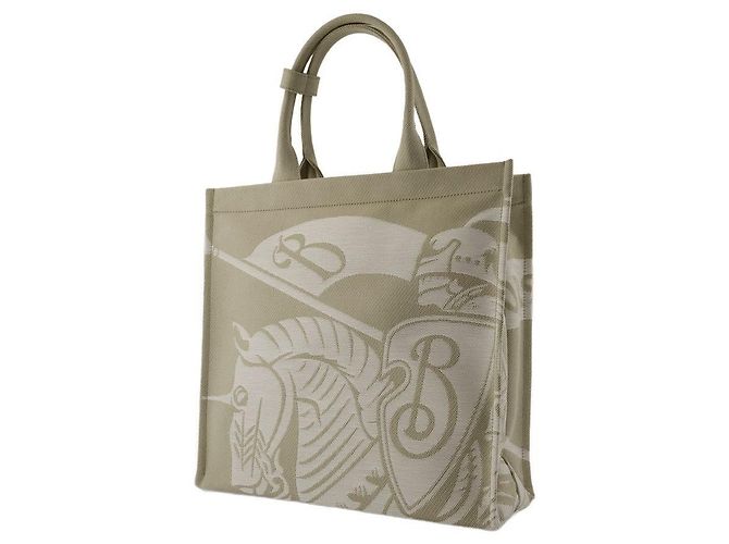 Burberry Borsa Shopper in cotone beige Marrone - vista 2