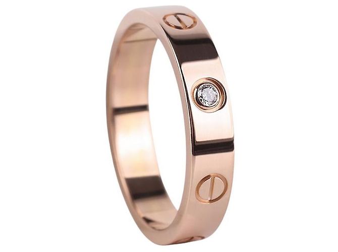 Cartier Anello Mini Love in Oro Rosa e Diamanti - vista 2