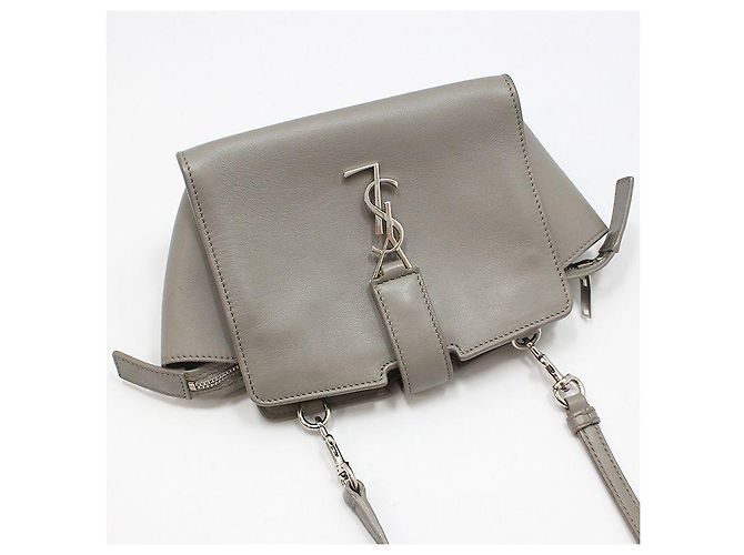 Saint Laurent Mini borsa cabas a tracolla Monogram Toy Marrone - vista 3