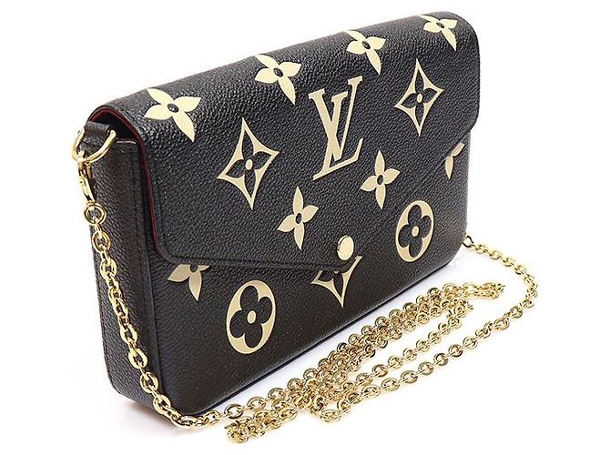 Louis Vuitton Pochette Felicie Monogram Empreinte Black Beige con tracolla a catena Marrone - vista 3